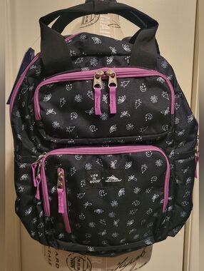 Life is Good High Sierra Mindie Black Purple Backpack New With Tags